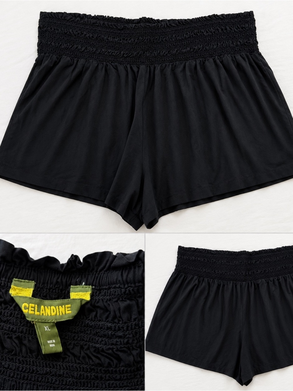 Celandine Black Smocked Waist Lounge Shorts By Anthropologie